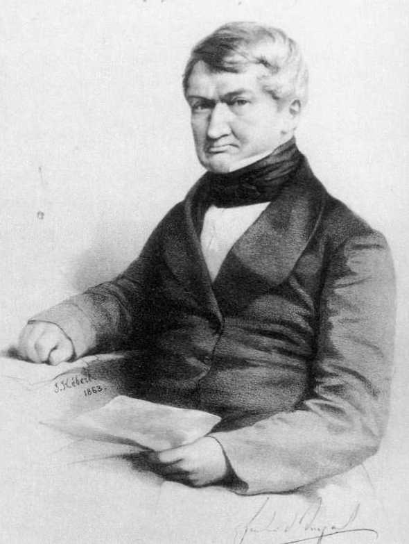 Historischer Kupferstich von Friedrich von Diergardt, sitzend mit einem Schriftstück in der Hand, 1863.